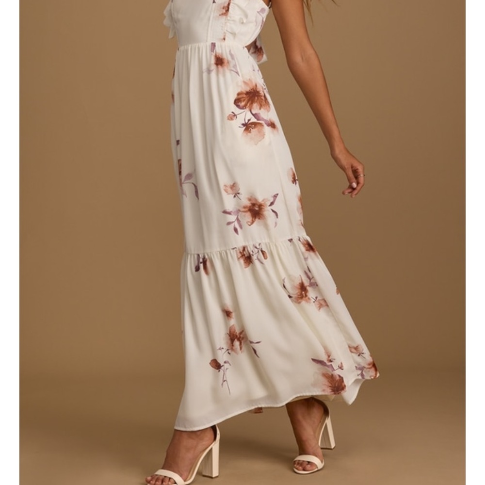 Lulus Floral Print White Dress